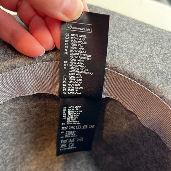 H&M Heather Gray Fedora Hat 100% Felted Wool with Vegan Leather Black Belt EUC‎ - Picture 7 of 16